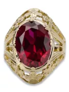 Ruby Aur galben 8K Inel Vintage Craft vrc031x-rb Art Deco Stil URSS sovietic rusesc
